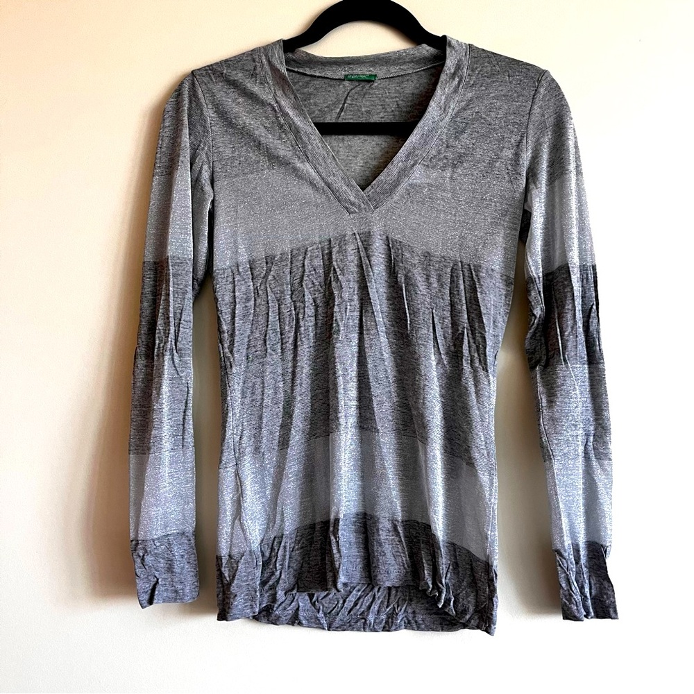 UNITED COLORS OF BENETTON GREY STRIPED SHIRT